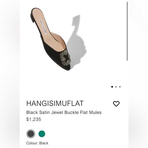 Manolo Blahnik Hangisi Black Satin Mule Flat - Picture 3 of 10